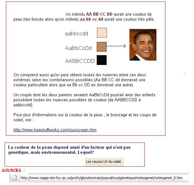 Obama, allèle et mélanine …