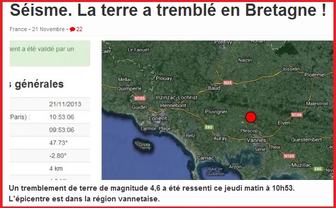 ouest France Tremblement de Terre 2013 Bretagne