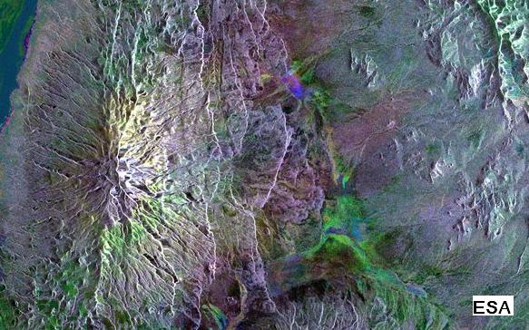 Les laves de la Montagne des Dieux vues de l’espace