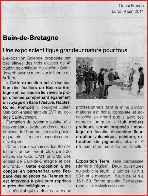 article Ouest France expo 2014