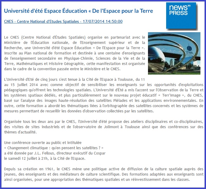 article de presse UE Espace Education