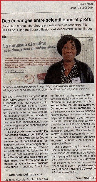 article Ouest France Mer Education