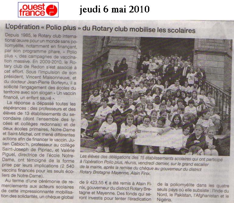 Article Ouest France polio SVT