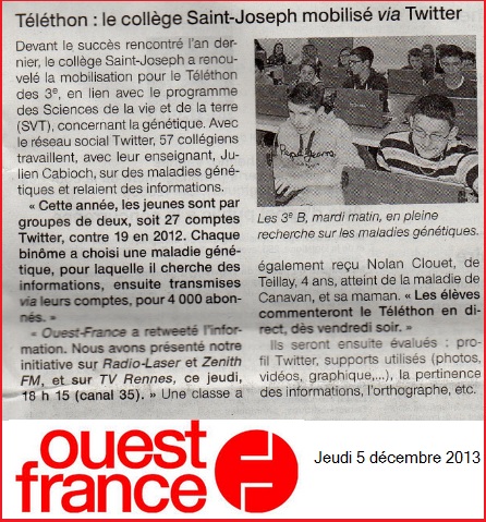 article Ouest France 2013 Téléthon