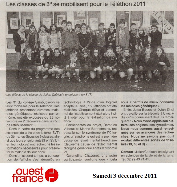 article ouest france Téléthon 2011