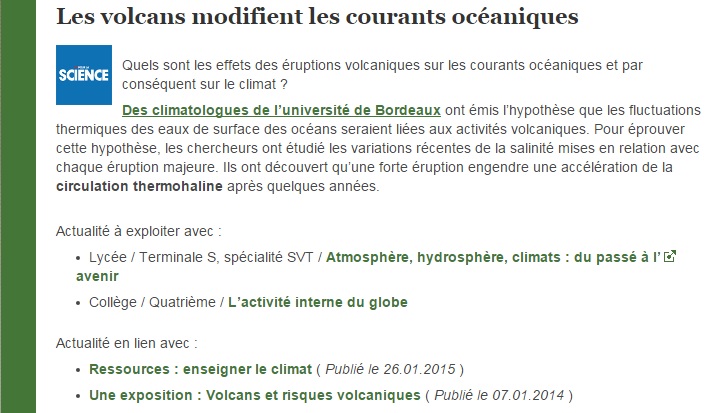 volcans modifient les courants océaniques SVT