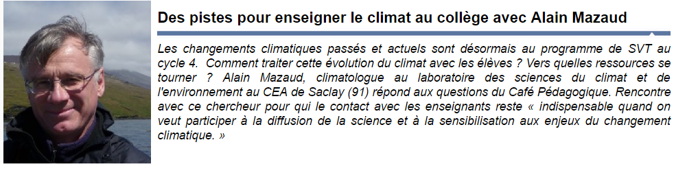 enseigner le climat au collège Alain Mazaud CEA Julien Cabioch SVT