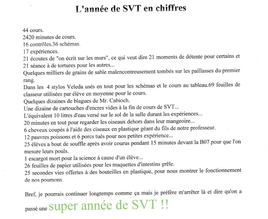un an de SVT collège Assomption Rennes classe de 5ème (2)