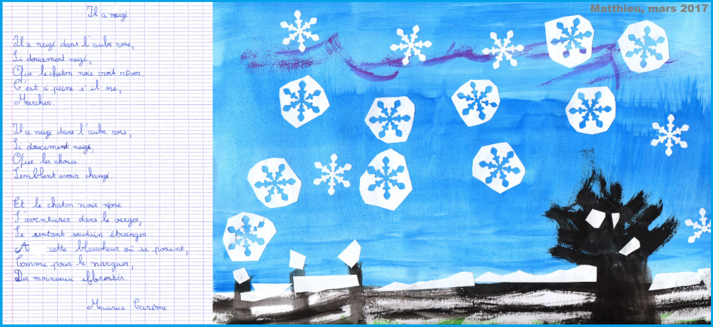 Cm1 Cm2 Poésie Le Givre De Maurice Carême Dessin Poésie Il a neigé Maurice Carême | Vive les SVT ! Les sciences de la