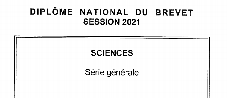 Sujet DNB SVT – métropole 2021