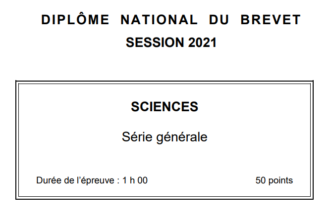 DNB : le sujet sciences en Amérique du nord