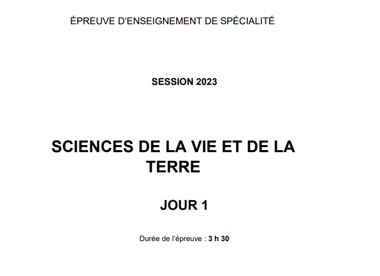 Spé SVT : les sujets des centres étrangers BAC 2023